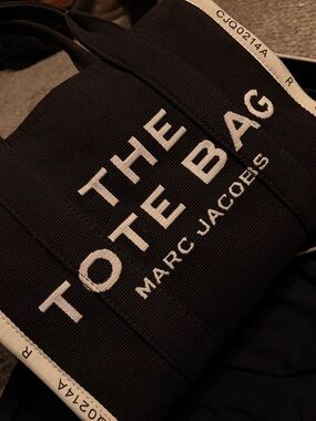 Marc Jacobs Medium Black Canvas 'The Tote Bag' with White Trim